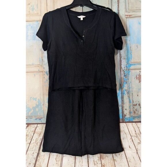 Secret Treasures Women S 4-6 Black Pajama Short Sleeve Top Pants Pockets Buttons - Picture 2 of 12